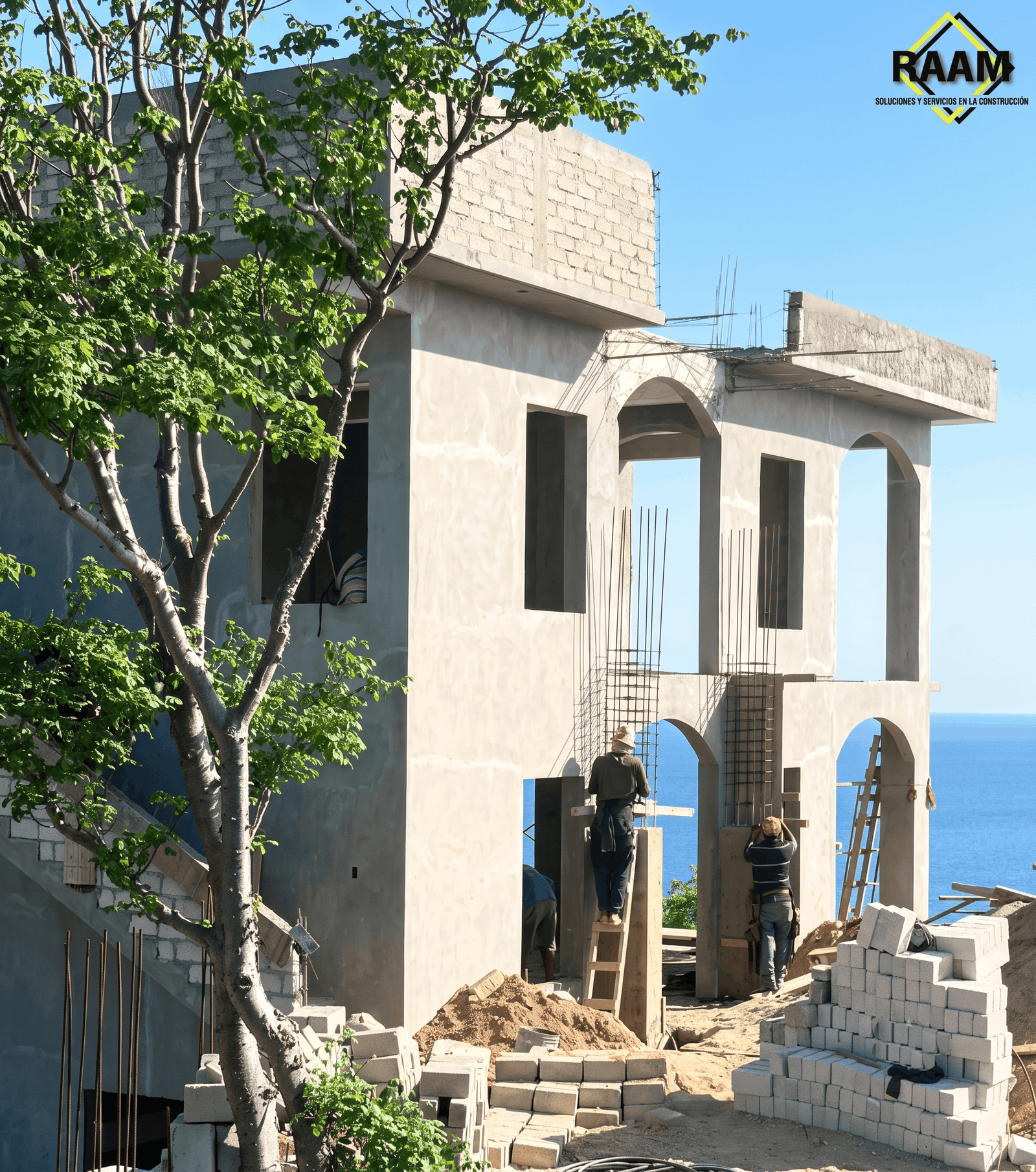 Casa en construcción con vista al mar